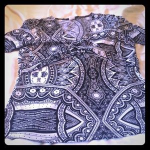 Black and white print blouse